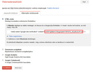 Google Webmaster Tools bekötése