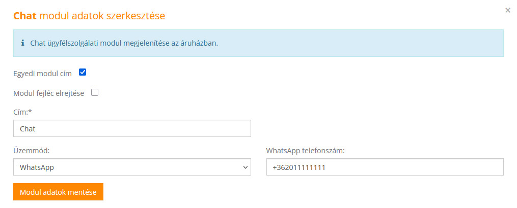 WhatsApp beállítása a webáruházakban