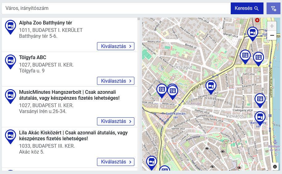 GLS csomagpont választó webáruházba