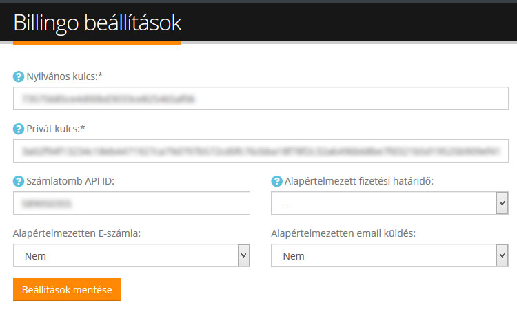 Billingo beállítása a Superwebáruház admin felületén