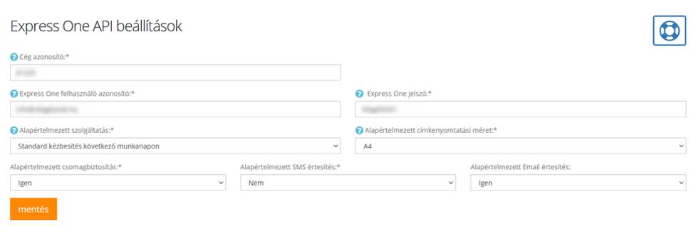 Express One API beállítások