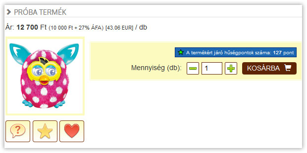 Hűségpontok termék adatlapon