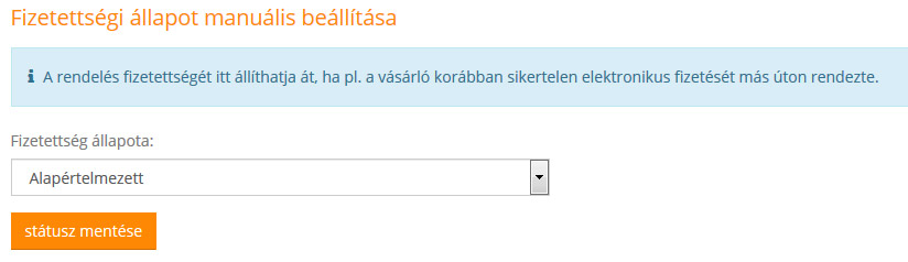 Fizetettségi státusz megváltoztatása