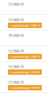 Admin oldalon postaköltség megjelenítése